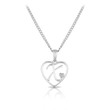 Diamond Initial Heart Pendant in Sterling Silver - Wallace Bishop