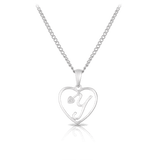 Diamond Initial Heart Pendant in Sterling Silver - Wallace Bishop