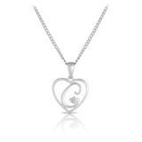 Diamond Initial Heart Pendant in Sterling Silver - Wallace Bishop