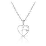 Diamond Initial Heart Pendant in Sterling Silver - Wallace Bishop
