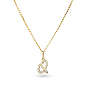 Diamond Initial Pendant in 9ct Yellow Gold - Wallace Bishop
