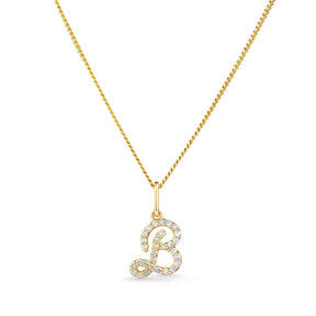 Diamond Initial Pendant in 9ct Yellow Gold - Wallace Bishop