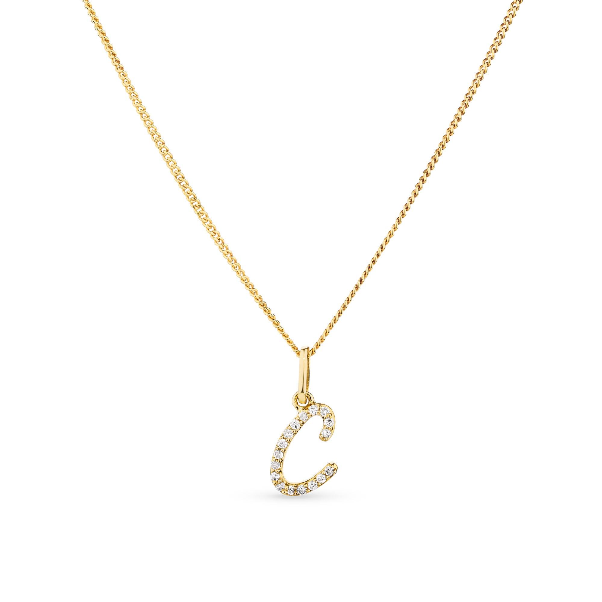 Diamond Initial Pendant in 9ct Yellow Gold - Wallace Bishop