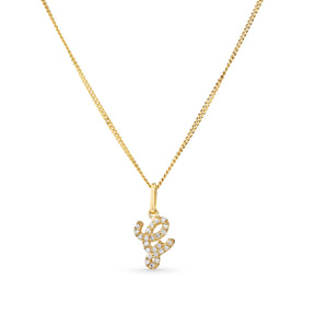 Diamond Initial Pendant in 9ct Yellow Gold - Wallace Bishop