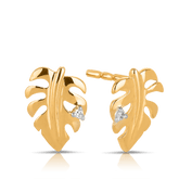 Diamond Leaf Earrings in 9ct Yellow Gold - Wallace Bishop