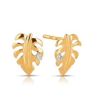 Diamond Leaf Earrings in 9ct Yellow Gold - Wallace Bishop
