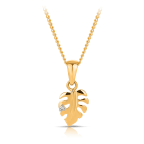 Diamond Leaf Pendant in 9ct Yellow Gold - Wallace Bishop