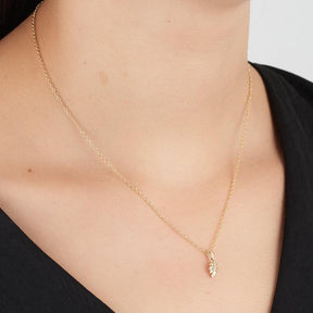 Diamond Leaf Pendant in 9ct Yellow Gold - Wallace Bishop
