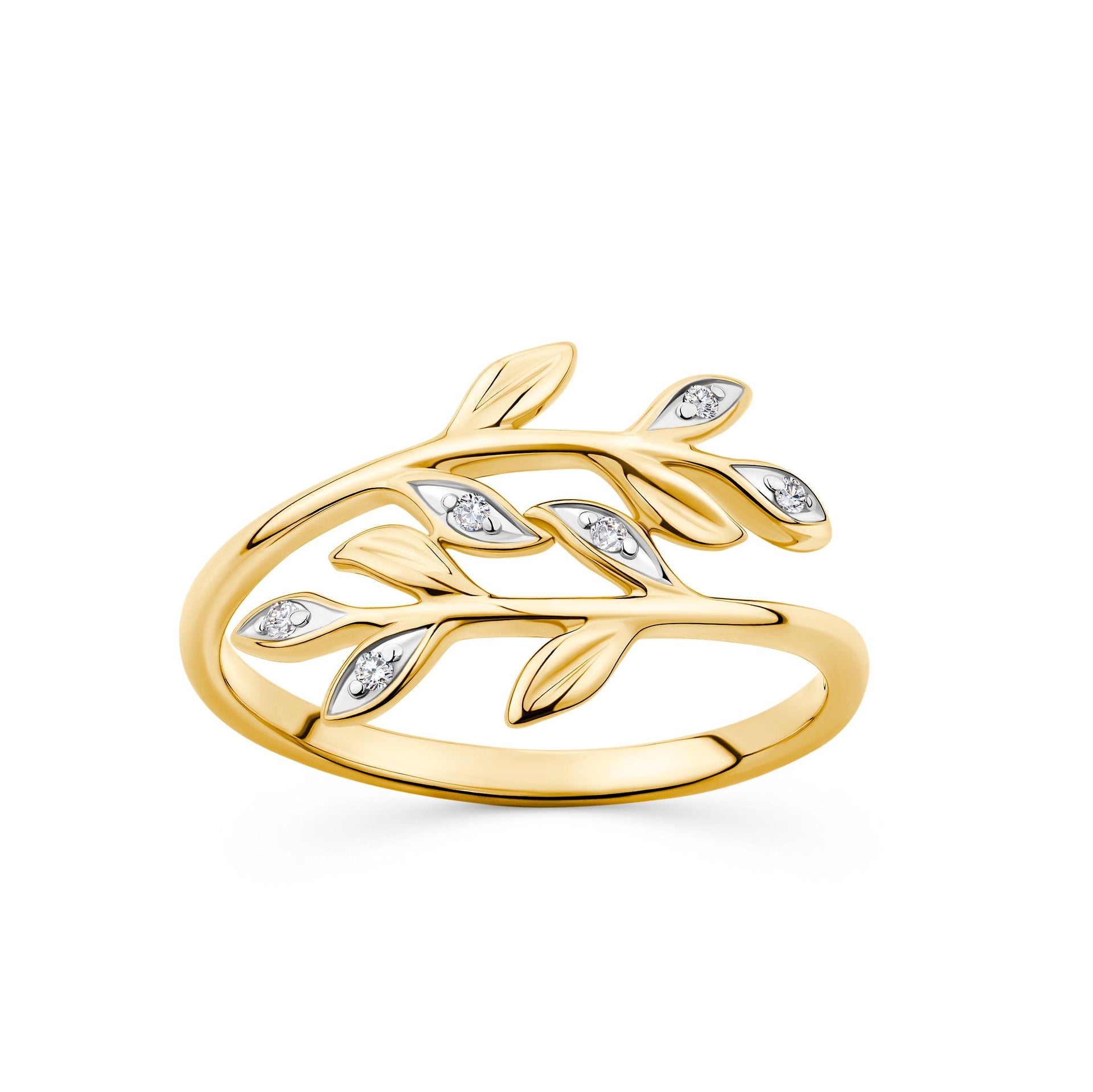 Diamond Leaf Ring in 9ct Yellow Gold – Wallace Bishop