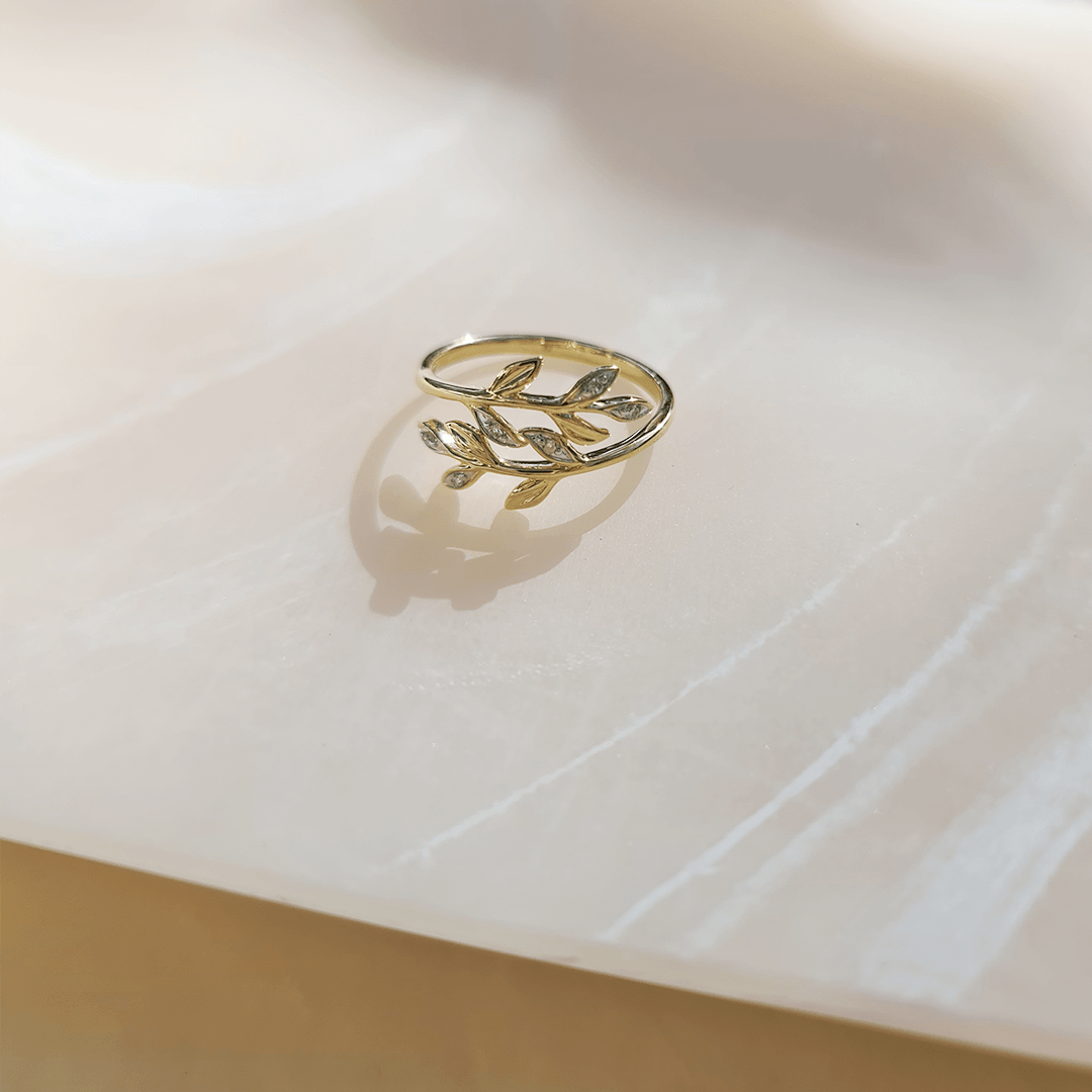 Diamond Leaf Ring in 9ct Yellow Gold - Wallace Bishop