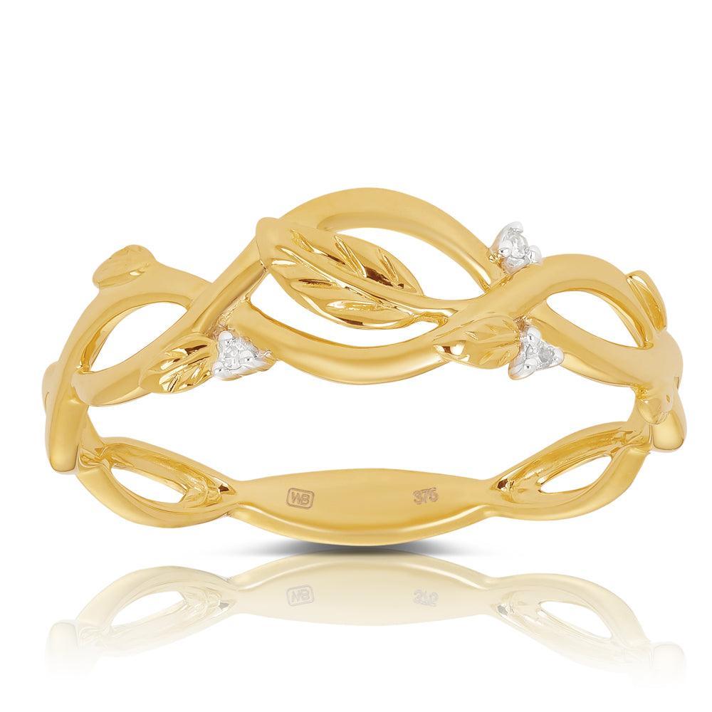 Diamond Leaf Ring in 9ct Yellow Gold - Wallace Bishop