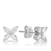 Diamond Marquise Flower Stud Earrings in 9ct White Gold - Wallace Bishop
