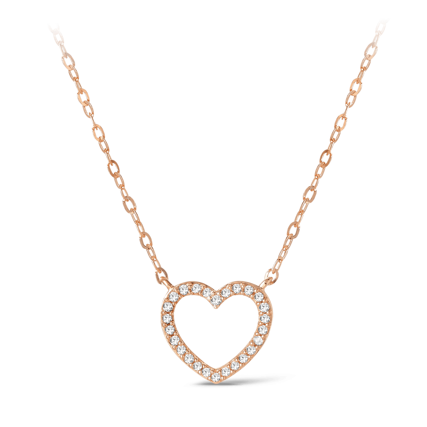 Diamond Open Heart Necklace in 9ct Rose Gold - Wallace Bishop