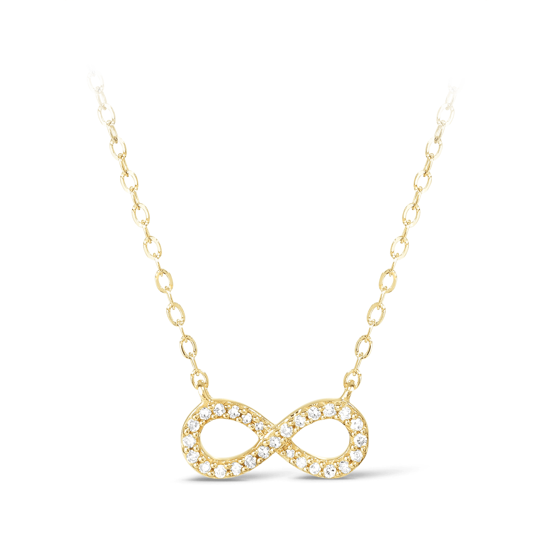 Diamond Open Infinity Necklace in 9ct Yellow Gold