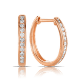 Diamond Oval Huggie Hoop Earrings in 9ct Rose Gold - Wallace Bishop