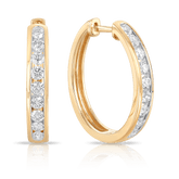 Diamond Oval Huggie Hoop Earrings in 9ct Yellow Gold - Wallace Bishop