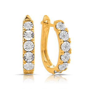 Diamond Oval Huggies in 9ct Yellow and White Gold TGW 0.20ct - Wallace Bishop