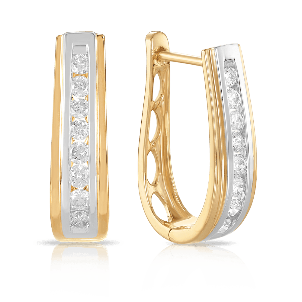 Diamond Oval Huggies in 9ct Yellow Gold TGW 0.25ct - Wallace Bishop