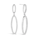 Diamond Oval Shape Drop Earrings in Sterling Silver - Wallace Bishop