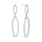 Diamond Oval Shape Drop Earrings in Sterling Silver - Wallace Bishop