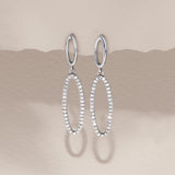 Diamond Oval Shape Drop Earrings in Sterling Silver - Wallace Bishop