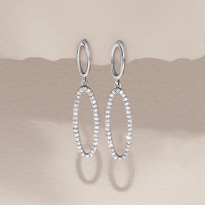 Diamond Oval Shape Drop Earrings in Sterling Silver - Wallace Bishop