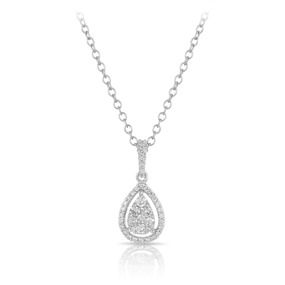 Diamond Pear Drop Pendant in 9ct White Gold - Wallace Bishop