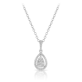 Diamond Pear Drop Pendant in 9ct White Gold - Wallace Bishop