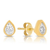 Diamond Pear Earrings in 9ct Yellow Gold TGW 0.10ct - Wallace Bishop