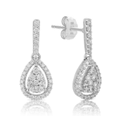 Diamond Pear Shape Cluster Drop Earrings in 9ct White Gold - Wallace Bishop