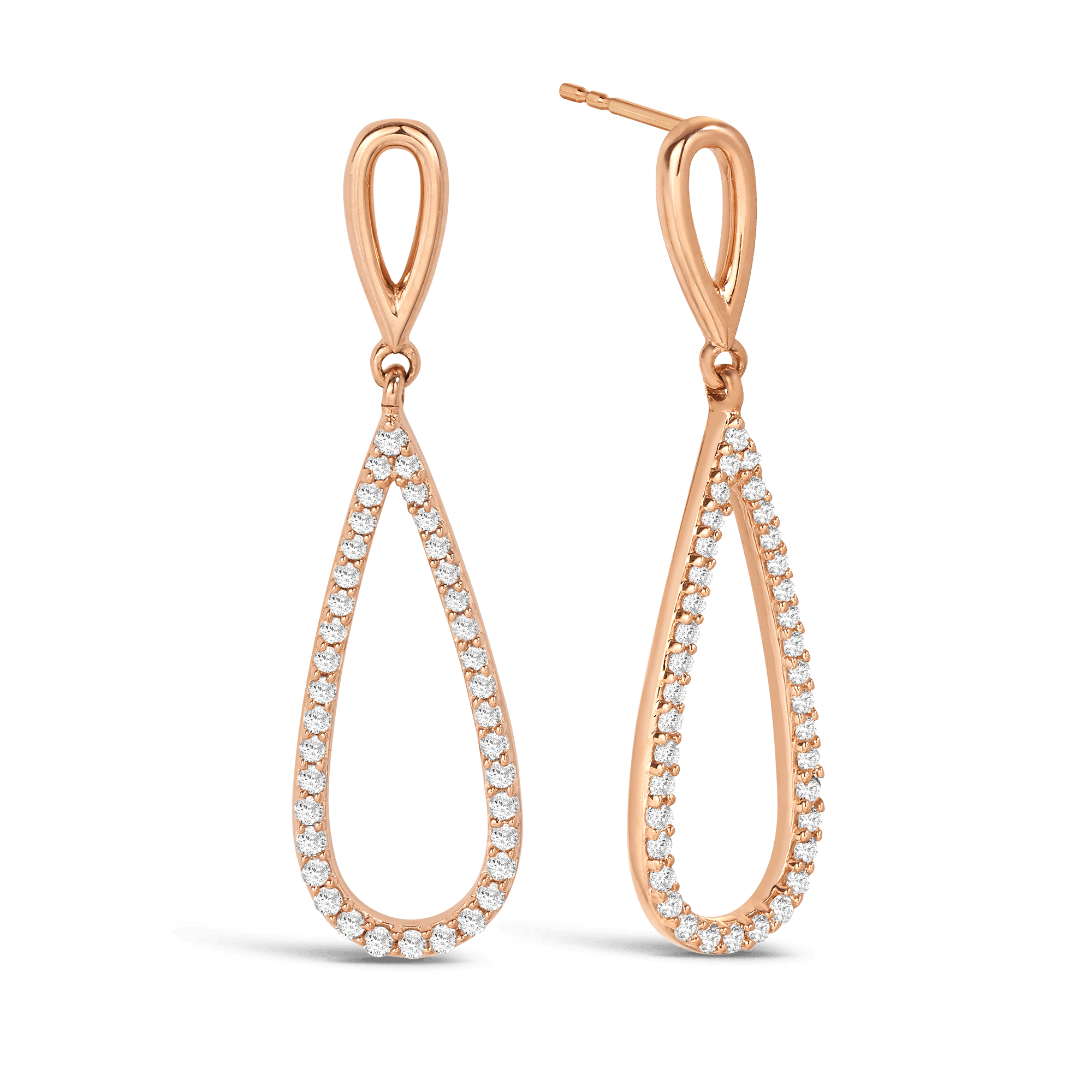 Diamond Pear Shape Drop Earrings in 9ct Rose Gold - Wallace Bishop