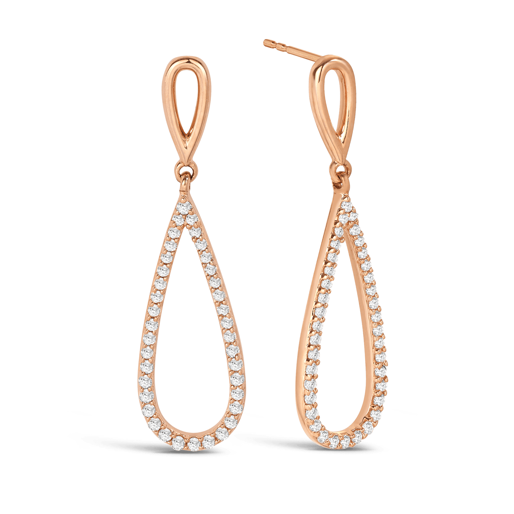 Diamond Pear Shape Drop Earrings in 9ct Rose Gold - Wallace Bishop