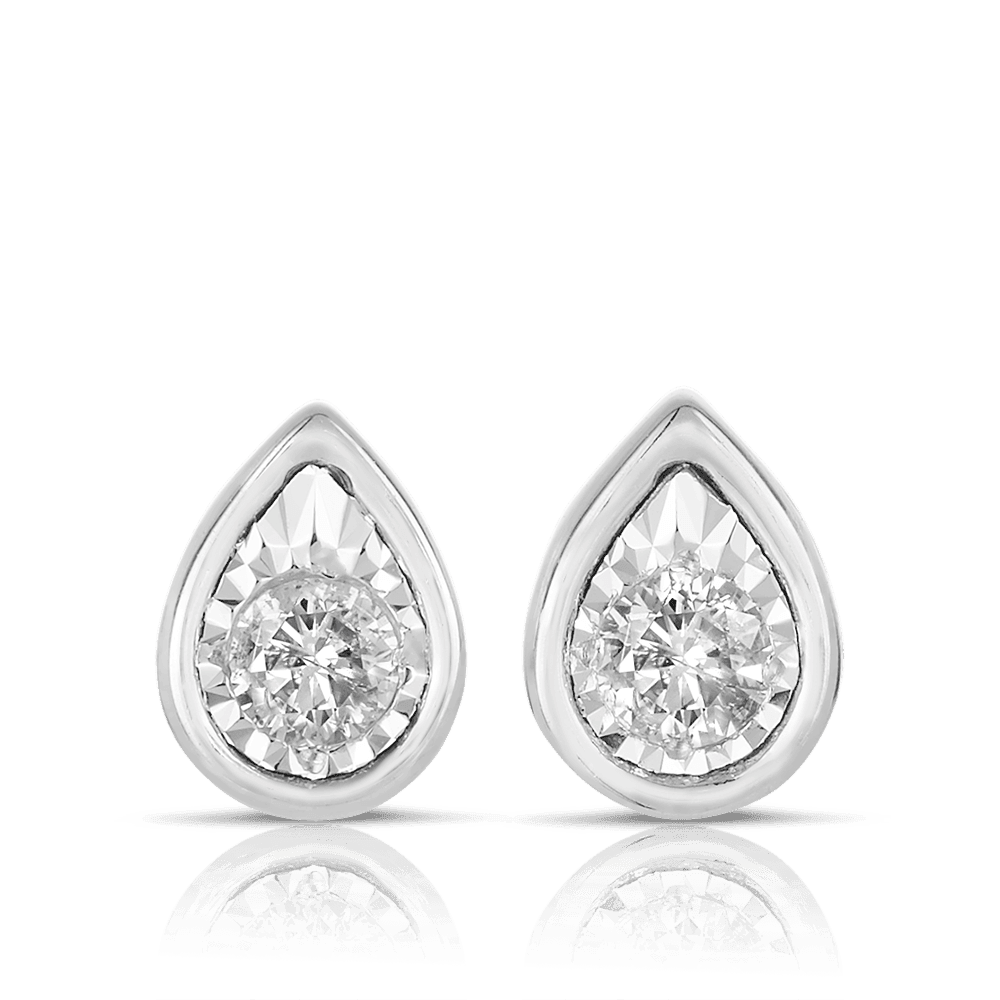 Diamond Pear Shape Stud Earrings in 9ct White Gold - Wallace Bishop