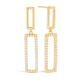 Diamond Rectangle Shape Drop Earrings in 9ct Yellow Gold - Wallace Bishop