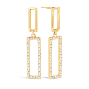 Diamond Rectangle Shape Drop Earrings in 9ct Yellow Gold - Wallace Bishop