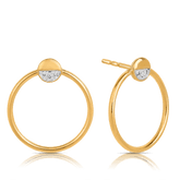 Diamond Round & Circle Drop Earrings in 9ct Yellow Gold - Wallace Bishop