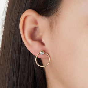 Diamond Round & Circle Drop Earrings in 9ct Yellow Gold - Wallace Bishop