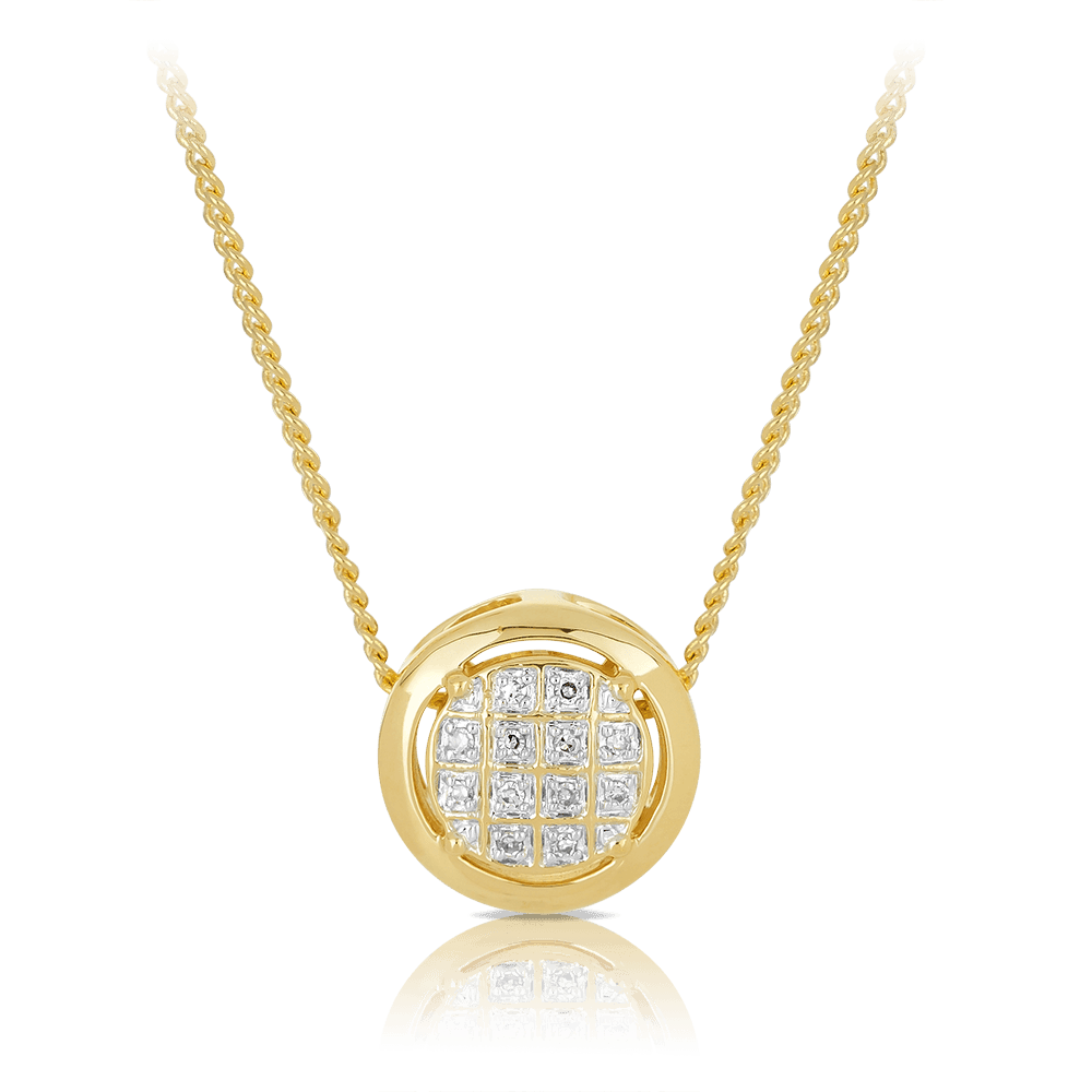 Diamond Round Necklace set in 9ct Yellow Gold - Wallace Bishop