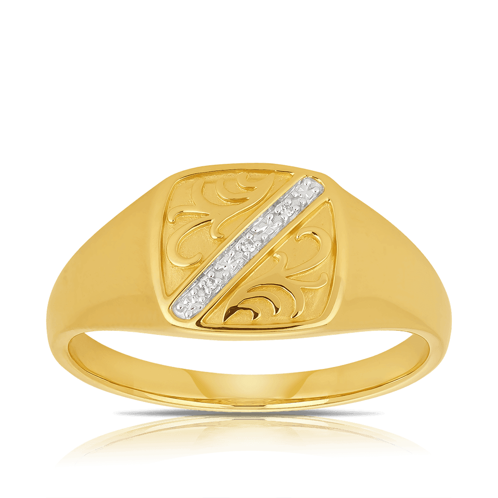 Diamond Signet Ring in 9ct Yellow Gold - Wallace Bishop