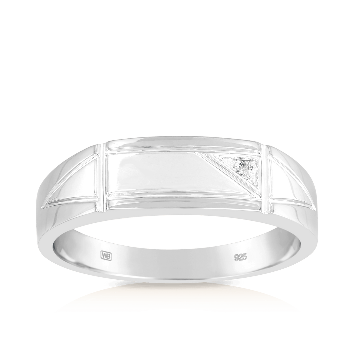 Diamond Signet Wedding Band in Sterling Silver - Wallace Bishop