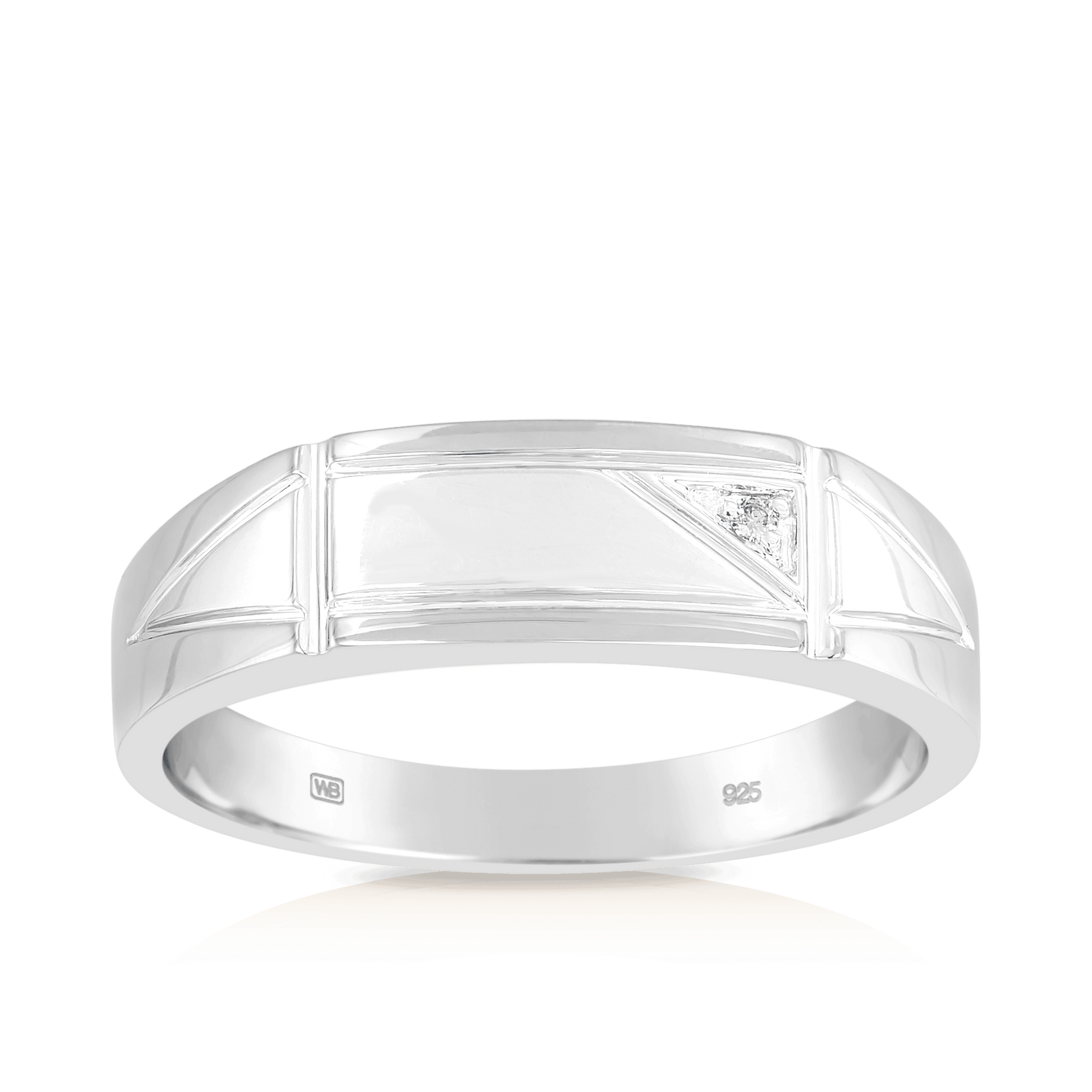 Diamond Signet Wedding Band in Sterling Silver - Wallace Bishop