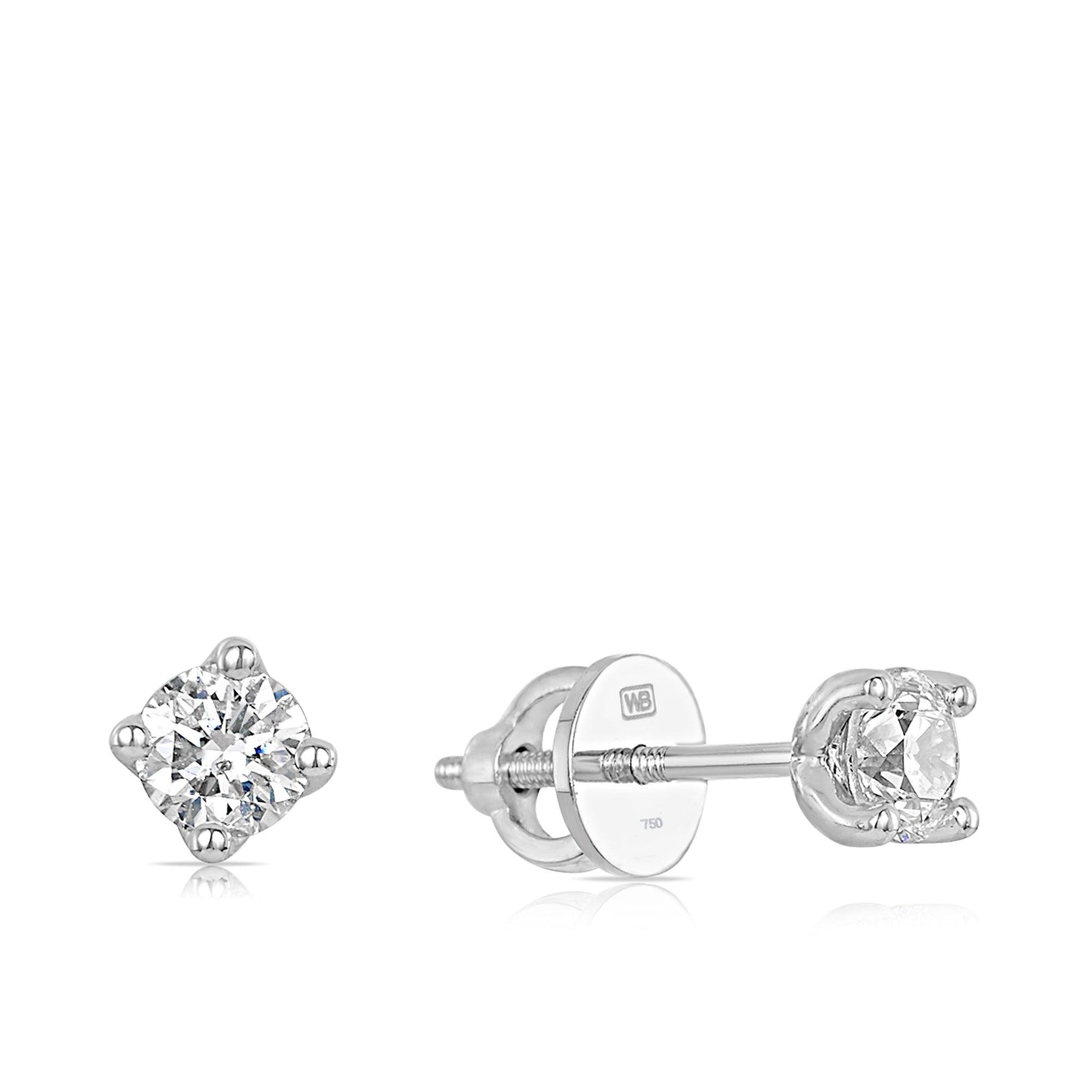 Diamond Solitaire Earrings in 18ct White Gold TDW 1.00ct - Wallace Bishop