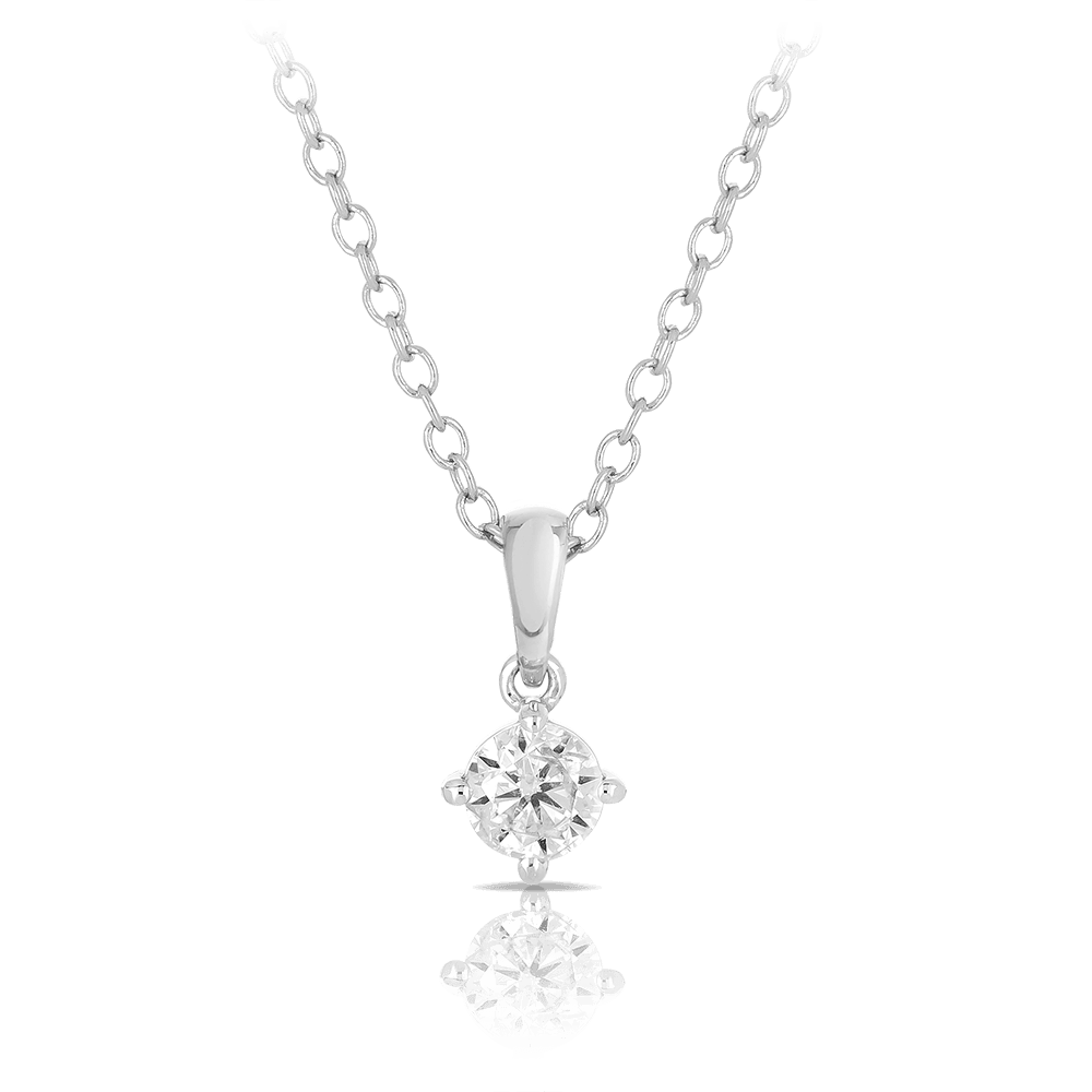 Diamond Solitaire Pendant in 18ct White Gold - Wallace Bishop