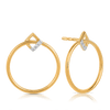 Diamond Square & Circle Drop Earrings in 9ct Yellow Gold - Wallace Bishop