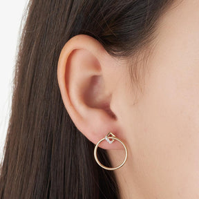 Diamond Square & Circle Drop Earrings in 9ct Yellow Gold - Wallace Bishop
