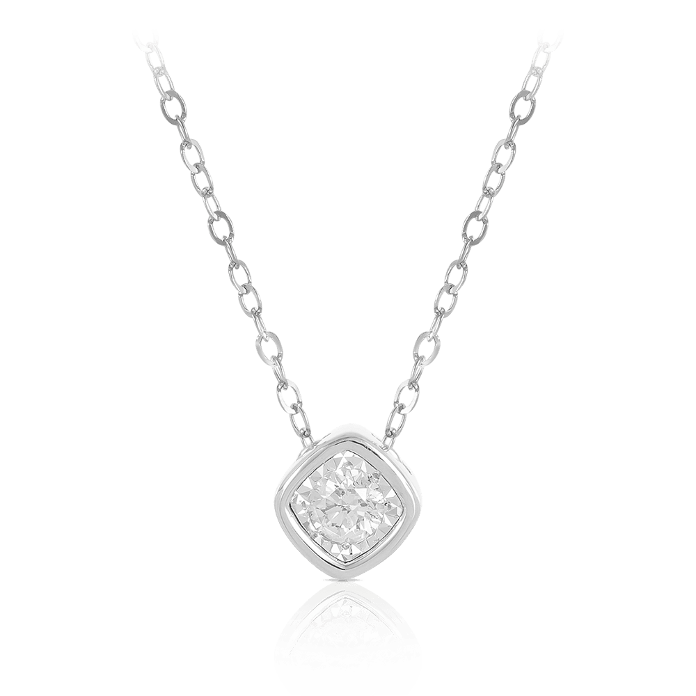 Diamond Square Necklace in 9ct White Gold TGW 0.10ct - Wallace Bishop
