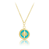 Diamond Star & Aqua Necklace in 9ct Yellow Gold - Wallace Bishop