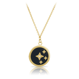 Diamond Star & Black Necklace in 9ct Yellow Gold - Wallace Bishop