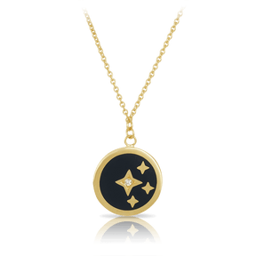 Diamond Star & Black Necklace in 9ct Yellow Gold - Wallace Bishop