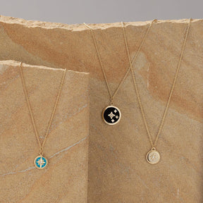 Diamond Star & Black Necklace in 9ct Yellow Gold - Wallace Bishop